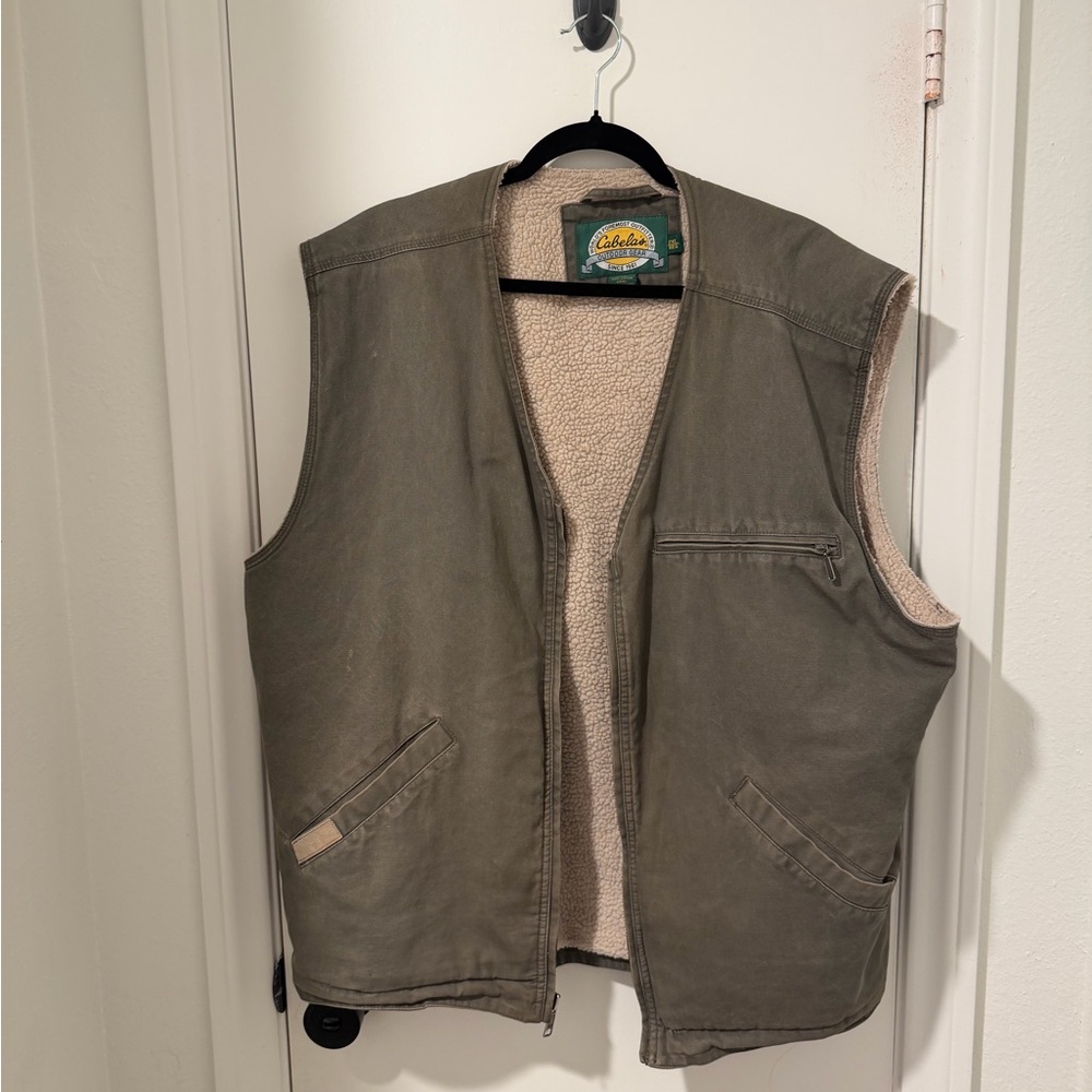 Vintage Cabela’s Sherpa Lined Canvas Workwear Vest | 2XL | Outdoor Rugged Core